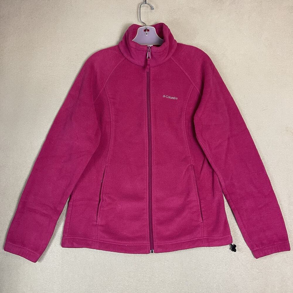 Columbia Jacket Womens L Pink Full Zip Fleece Sherpa Mock‎ Neck Pockets